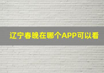 辽宁春晚在哪个APP可以看