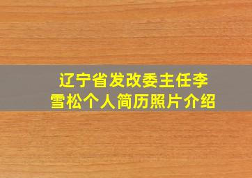 辽宁省发改委主任李雪松个人简历照片介绍