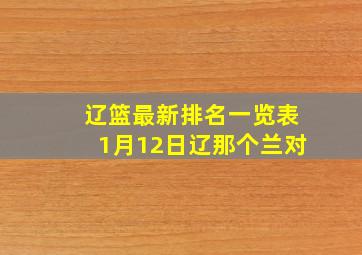 辽篮最新排名一览表1月12日辽那个兰对