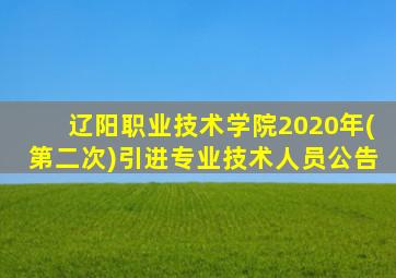 辽阳职业技术学院2020年(第二次)引进专业技术人员公告