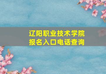 辽阳职业技术学院报名入口电话查询