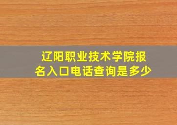 辽阳职业技术学院报名入口电话查询是多少