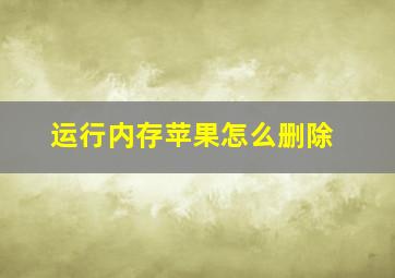 运行内存苹果怎么删除