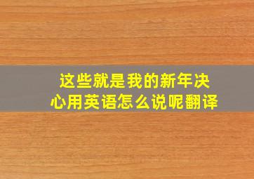 这些就是我的新年决心用英语怎么说呢翻译