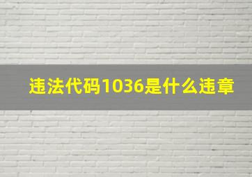 违法代码1036是什么违章