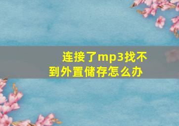 连接了mp3找不到外置储存怎么办