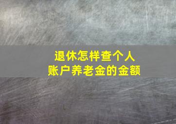 退休怎样查个人账户养老金的金额