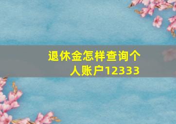 退休金怎样查询个人账户12333