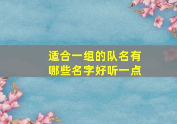 适合一组的队名有哪些名字好听一点