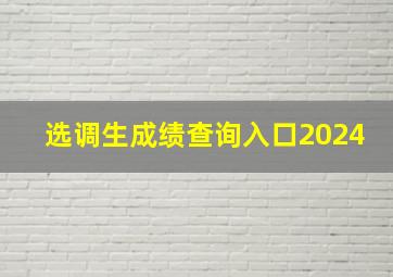 选调生成绩查询入口2024