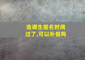 选调生报名时间过了,可以补报吗