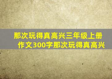 那次玩得真高兴三年级上册作文300字那次玩得真高兴