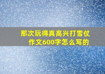 那次玩得真高兴打雪仗作文600字怎么写的