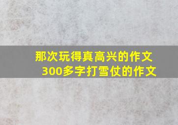 那次玩得真高兴的作文300多字打雪仗的作文