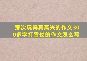 那次玩得真高兴的作文300多字打雪仗的作文怎么写