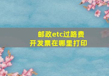 邮政etc过路费开发票在哪里打印