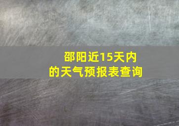 邵阳近15天内的天气预报表查询