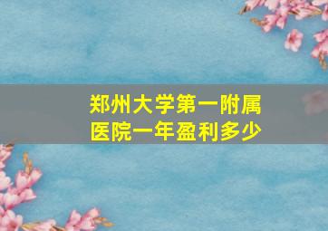 郑州大学第一附属医院一年盈利多少