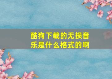 酷狗下载的无损音乐是什么格式的啊