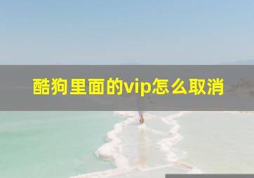 酷狗里面的vip怎么取消