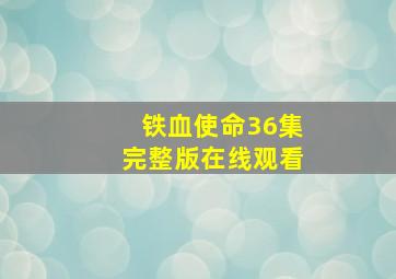 铁血使命36集完整版在线观看