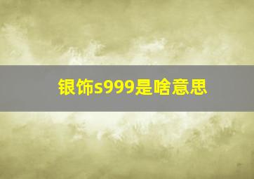 银饰s999是啥意思