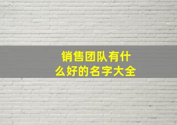 销售团队有什么好的名字大全