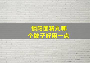 锁阳固精丸哪个牌子好用一点