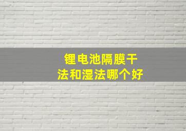 锂电池隔膜干法和湿法哪个好