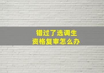 错过了选调生资格复审怎么办