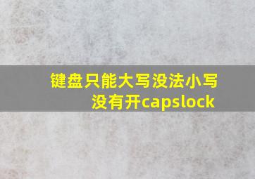 键盘只能大写没法小写没有开capslock