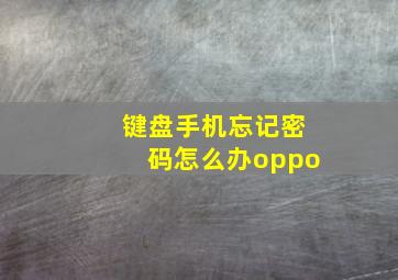 键盘手机忘记密码怎么办oppo