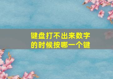 键盘打不出来数字的时候按哪一个键