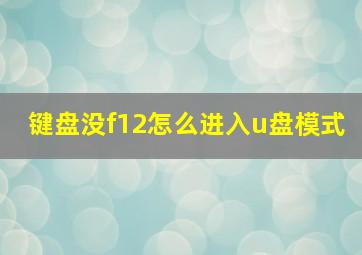 键盘没f12怎么进入u盘模式