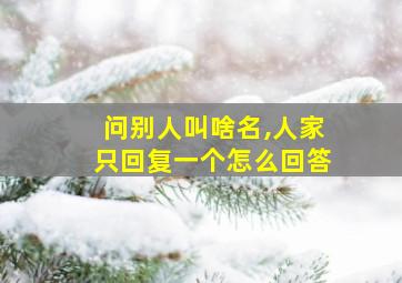 问别人叫啥名,人家只回复一个怎么回答