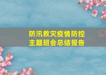 防汛救灾疫情防控主题班会总结报告