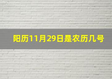 阳历11月29日是农历几号