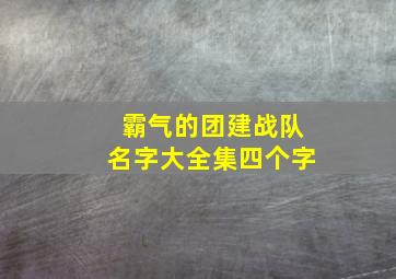 霸气的团建战队名字大全集四个字