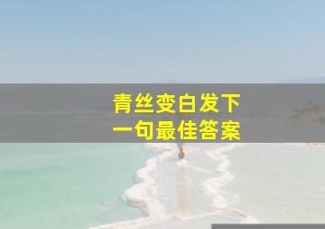 青丝变白发下一句最佳答案