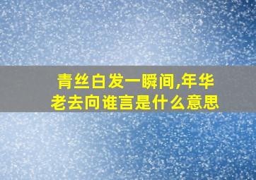 青丝白发一瞬间,年华老去向谁言是什么意思