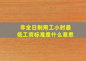 非全日制用工小时最低工资标准是什么意思