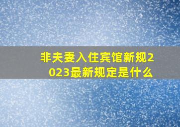 非夫妻入住宾馆新规2023最新规定是什么