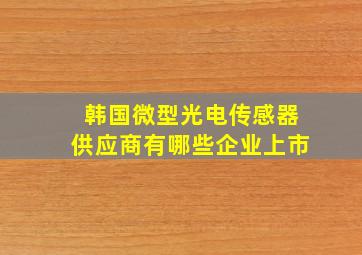 韩国微型光电传感器供应商有哪些企业上市