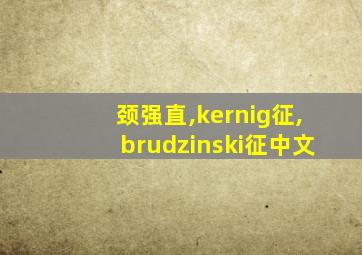 颈强直,kernig征,brudzinski征中文