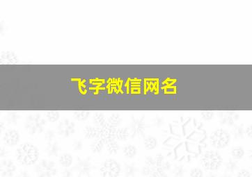 飞字微信网名