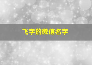 飞字的微信名字