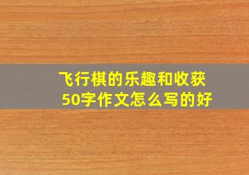 飞行棋的乐趣和收获50字作文怎么写的好