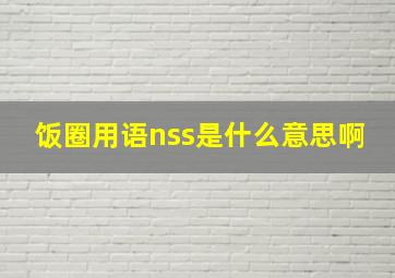 饭圈用语nss是什么意思啊