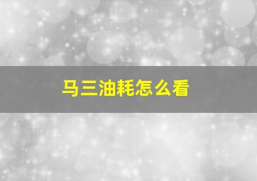 马三油耗怎么看