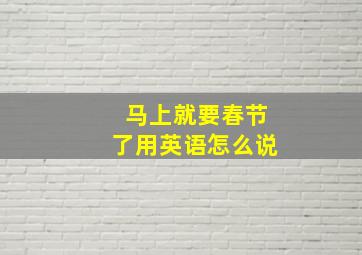 马上就要春节了用英语怎么说